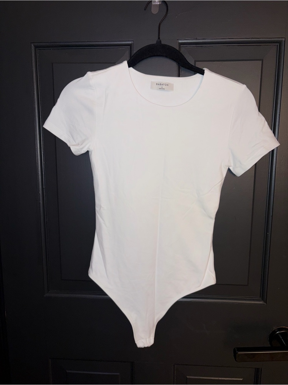 Babaton White Short-Sleeve Crewneck Bodysuit